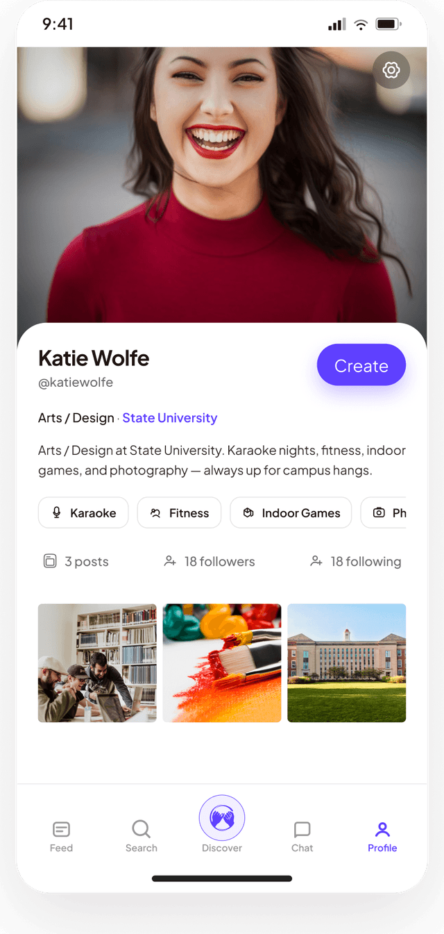 Link Profile screen - Katie Wolfe